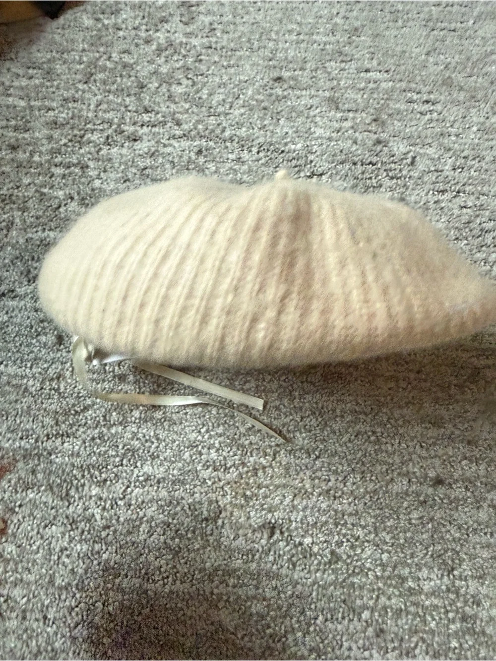Cream Beret Hat - Women's Soft Knit Beret
